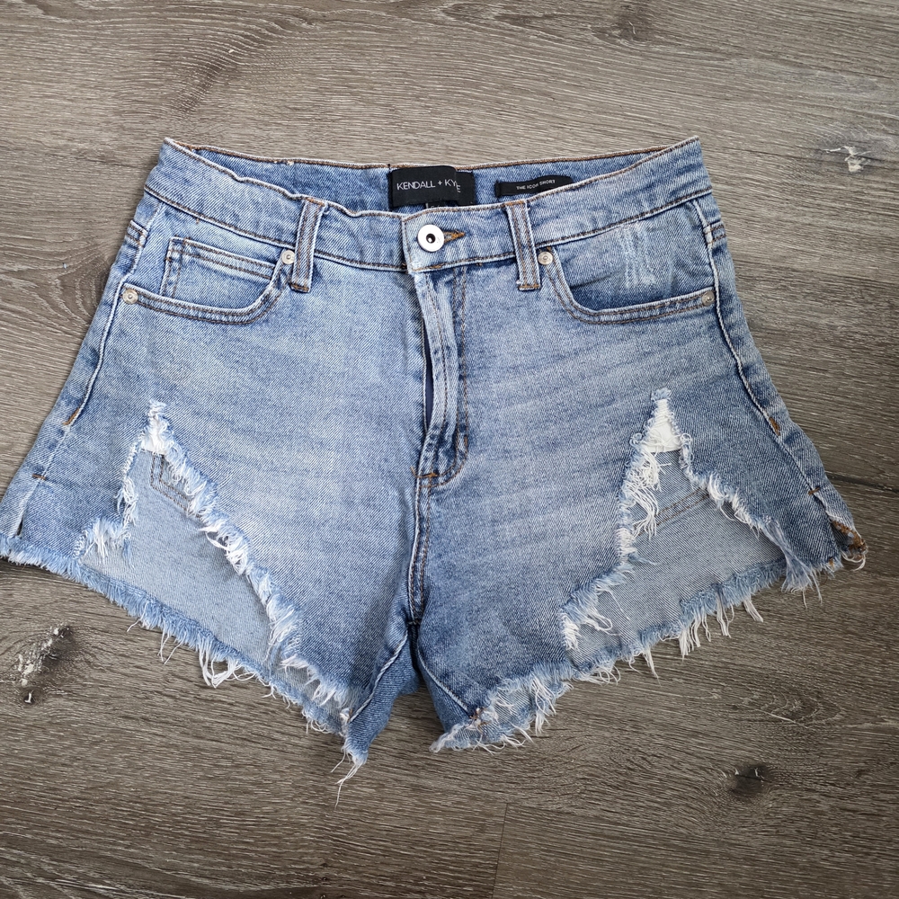 Kendall & Kylie Light Blue Frayed Jean Shorts
